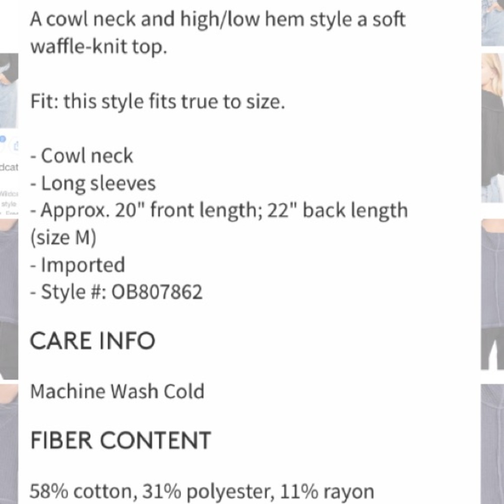FP We The Free Waffle Knit Cowl Neck Wildcat - Picture 7 of 8